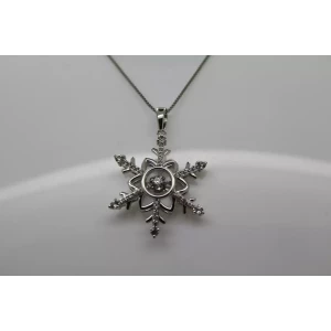 .925 S.S. WHITE TOPAZ RHYTHM WHITE TOPAZ SNOWFLAKE necklace 18