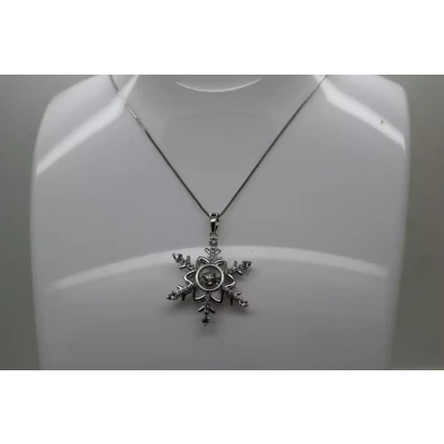 .925 S.S. WHITE TOPAZ RHYTHM WHITE TOPAZ SNOWFLAKE necklace 18