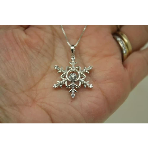 .925 S.S. WHITE TOPAZ RHYTHM WHITE TOPAZ SNOWFLAKE necklace 18