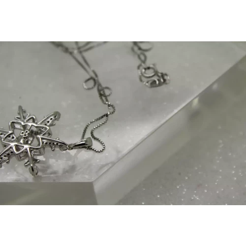 .925 S.S. WHITE TOPAZ RHYTHM WHITE TOPAZ SNOWFLAKE necklace 18