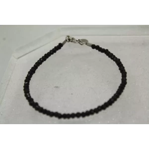 .925 Sterling Silver BLACK ONYX FACETED BEADED bracelet 7 1/2
