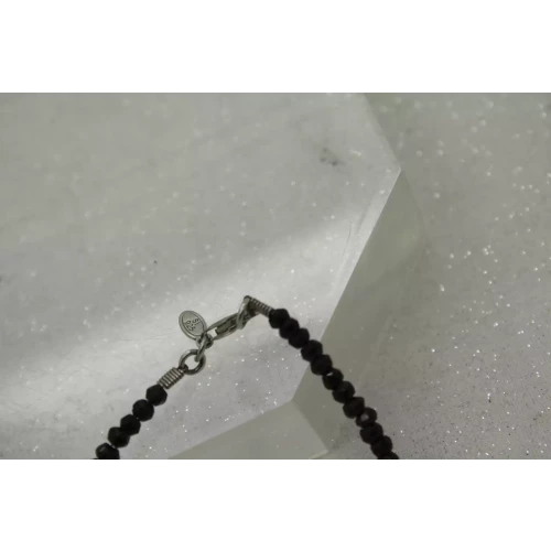 .925 Sterling Silver BLACK ONYX FACETED BEADED bracelet 7 1/2