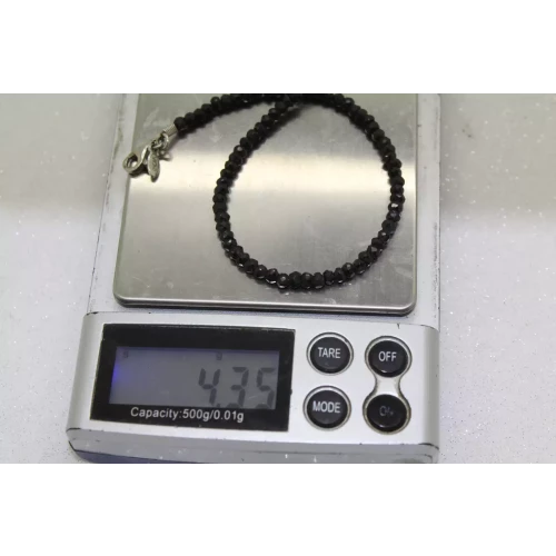 .925 Sterling Silver BLACK ONYX FACETED BEADED bracelet 7 1/2