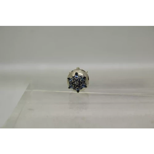 .925 Sterling Silver BLUE CRYSTAL SNOWFLAKE CLIP charm