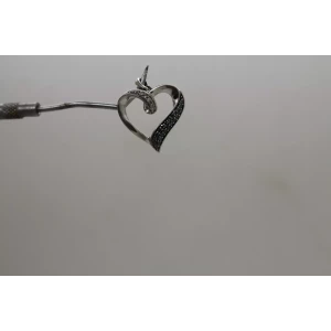 .925 Sterling Silver BLUE & WHITE DIAMOND HEART pendant
