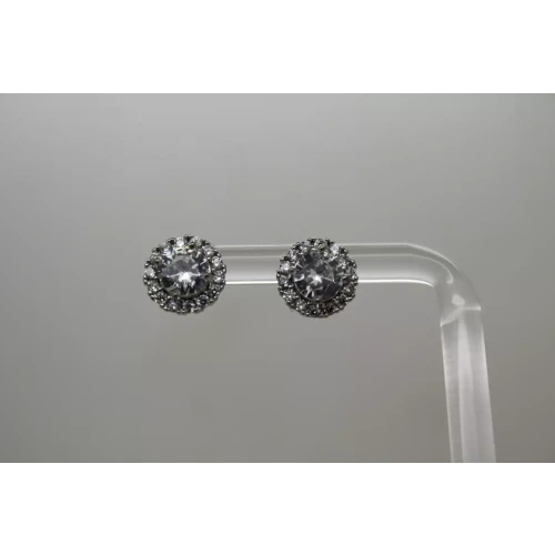 .925 Sterling Silver CZ ILLUSION CLUSTER STUD earrings