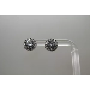 .925 Sterling Silver CZ ILLUSION CLUSTER STUD earrings