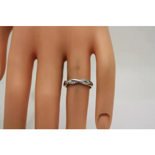 .925 Sterling Silver DIAMOND BRAIDED DESIGN BAND ring size 5.25 (2)