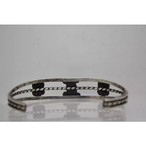 .925 Sterling Silver GREEN TURQUOISE CUFF bracelet 7