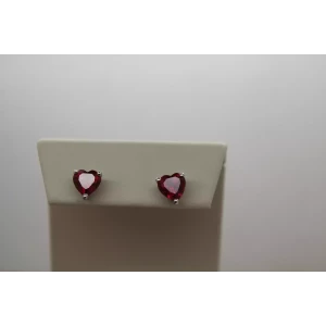 .925 Sterling Silver LAB GROWN RUBY HEART STUD earrings