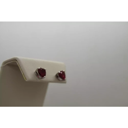 .925 Sterling Silver LAB GROWN RUBY HEART STUD earrings