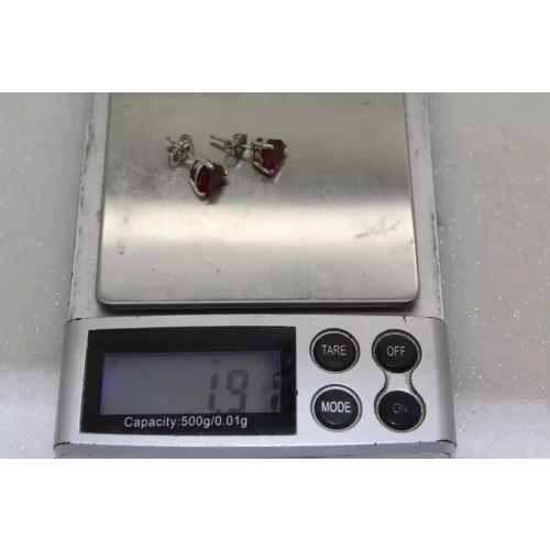 .925 Sterling Silver LAB GROWN RUBY HEART STUD earrings