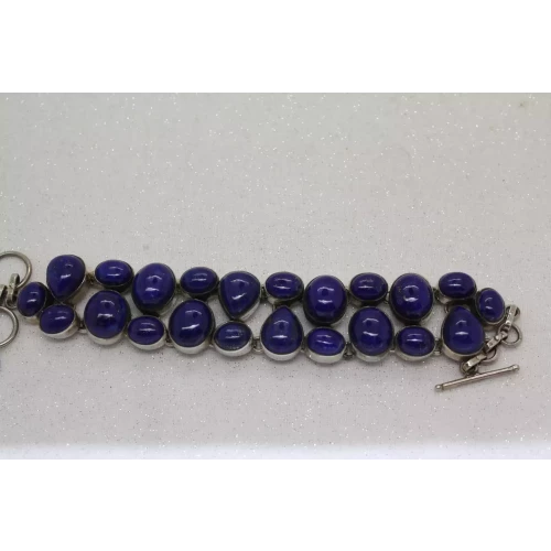 .925 Sterling Silver LAPIS LAZULI WIDE TOGGLE BRACELET 7.75