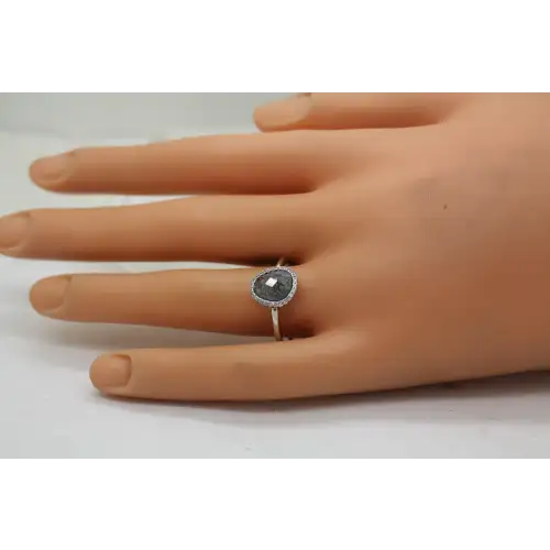 .925 Sterling Silver OFFSET GALAXY CZ HALO ring size 10