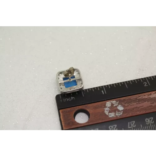 .925 Sterling Silver OPALITE & CZ SQUARE DESIGN STUD earrings