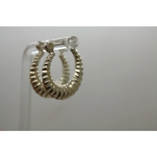 .925 Sterling Silver RIBBED DESIGN HOOP earrings