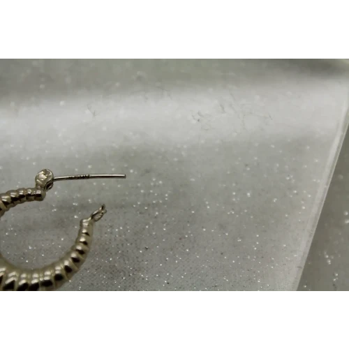 .925 Sterling Silver RIBBED DESIGN HOOP earrings