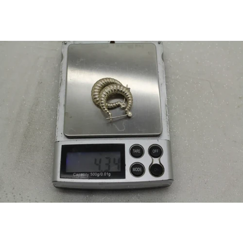 .925 Sterling Silver RIBBED DESIGN HOOP earrings