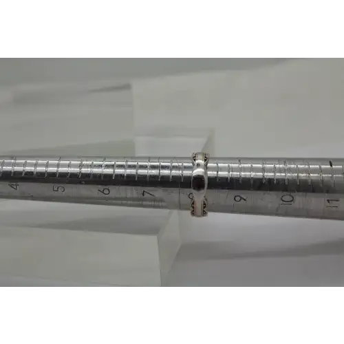 .925 Sterling Silver ROSE QUARTZ RUFFLED BAND ring size 8.25 #