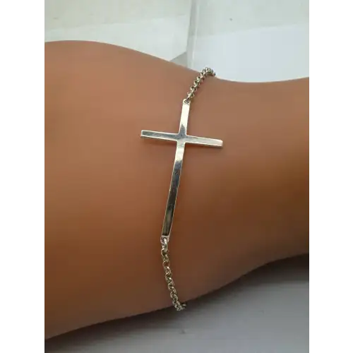 .925 Sterling  Silver SIDEWAYS CROSS DESIGN bracelet 8