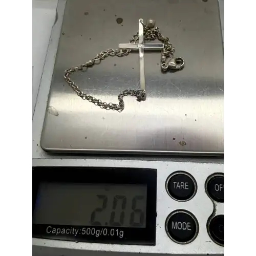 .925 Sterling  Silver SIDEWAYS CROSS DESIGN bracelet 8