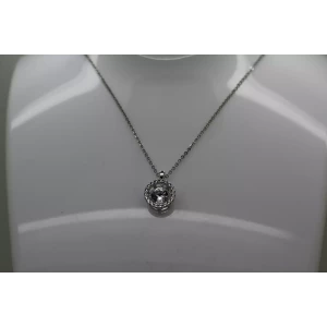 .925 Sterling Silver WHITE TOPAZ in motion DIAMOND HALO necklace 18