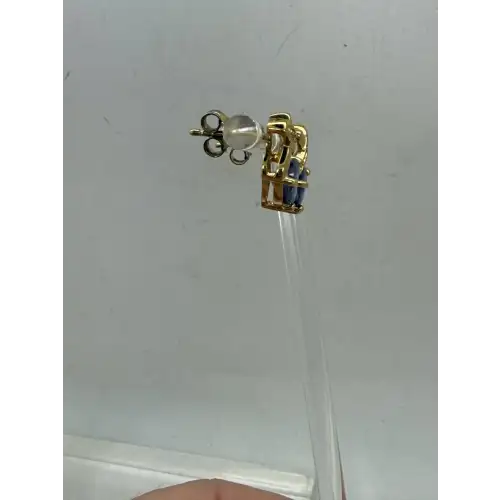 ADI Gold Over .925 S.S. TRILLION CUT PURPLE XO DESIGN earrings (3)