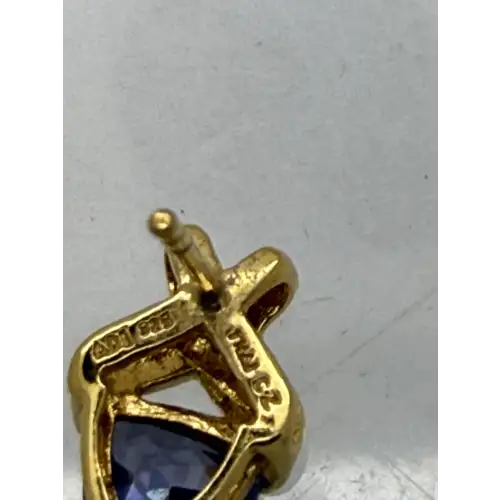 ADI Gold Over .925 S.S. TRILLION CUT PURPLE XO DESIGN earrings (4)