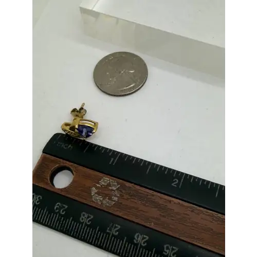 ADI Gold Over .925 S.S. TRILLION CUT PURPLE XO DESIGN earrings (5)