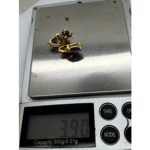 ADI Gold Over .925 S.S. TRILLION CUT PURPLE XO DESIGN earrings (6)