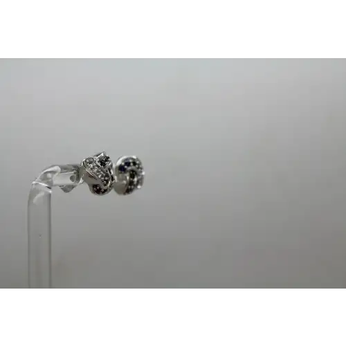 AFFINITY KHR 14k W.G RUBY, SAPPHIRE & DIAMOND LOVE KNOT earrings #