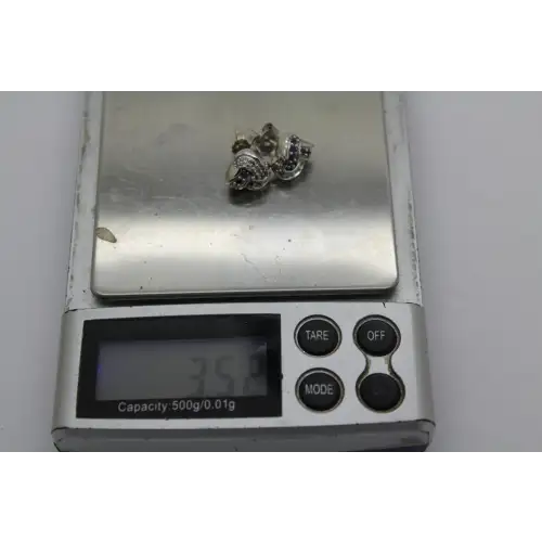 AFFINITY KHR 14k W.G RUBY, SAPPHIRE & DIAMOND LOVE KNOT earrings #