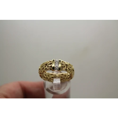 AK TURKEY 14k Y.G. BYZANTINE BAND w/ TINY DIAMONDS ring size 9.75