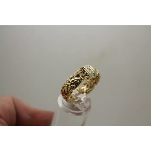 AK TURKEY 14k Y.G. BYZANTINE BAND w/ TINY DIAMONDS ring size 9.75