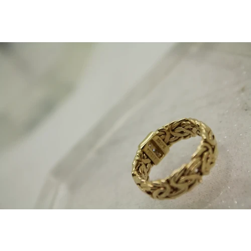 AK TURKEY 14k Y.G. BYZANTINE BAND w/ TINY DIAMONDS ring size 9.75