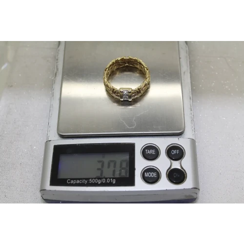 AK TURKEY 14k Y.G. BYZANTINE BAND w/ TINY DIAMONDS ring size 9.75