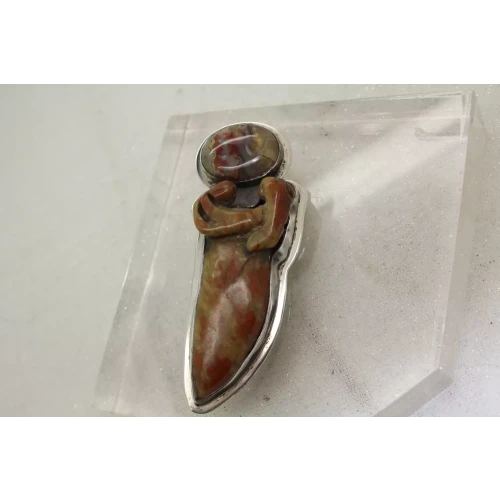 AKR AMY KAHN RUSSELL .925 S.S. CARVED MIXED GEMSTONE pendant pin
