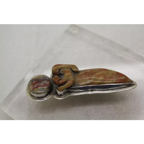 AKR AMY KAHN RUSSELL .925 S.S. CARVED MIXED GEMSTONE pendant pin