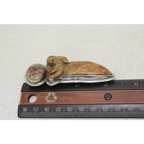 AKR AMY KAHN RUSSELL .925 S.S. CARVED MIXED GEMSTONE pendant pin