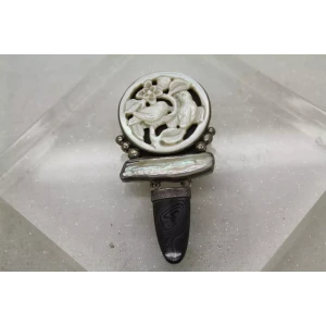 AKR AMY KAHN RUSSELL .925 S.S. CARVED MOP BIRDS pendant pin