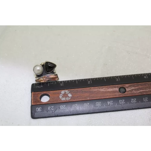 AKR AMY KAHN RUSSELL .925 S.S. SMOKY QUARTZ & PEARL MODERNIST clip