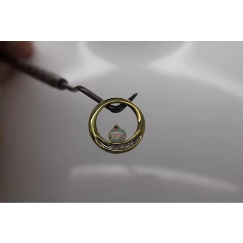 ALWAND VAHAN 10k Yellow Gold OPAL & DIAMOND CIRCLE SLIDE pendant