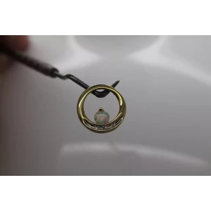 ALWAND VAHAN 10k Yellow Gold OPAL & DIAMOND CIRCLE SLIDE pendant