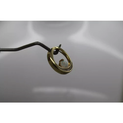 ALWAND VAHAN 10k Yellow Gold OPAL & DIAMOND CIRCLE SLIDE pendant