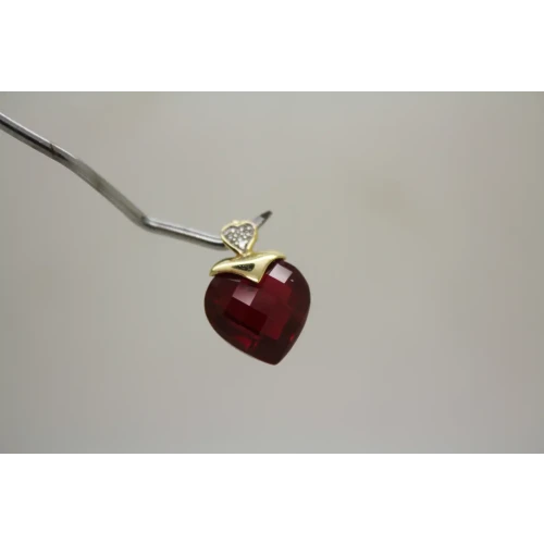 ALWAND VAHAN 10k Y.G. Heart Cut RUBY & DIAMOND HEART pendant