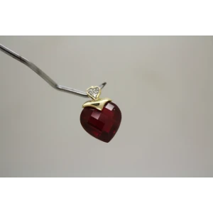 ALWAND VAHAN 10k Y.G. Heart Cut RUBY & DIAMOND HEART pendant