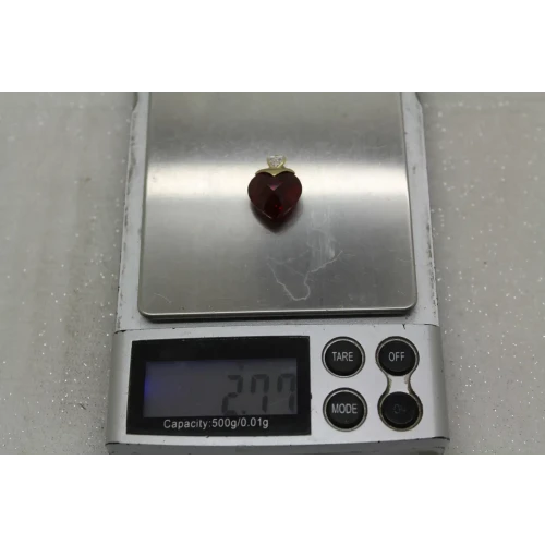 ALWAND VAHAN 10k Y.G. Heart Cut RUBY & DIAMOND HEART pendant