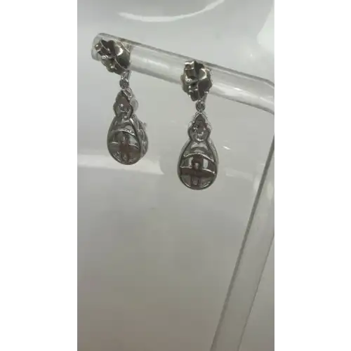 ALWAND VAHAN 14k Y.G. .925 S.S. BLUE TOPAZ DIAMOND DANGLES