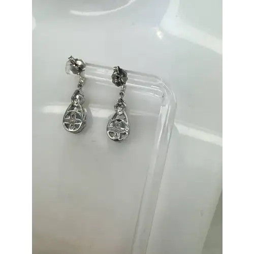 ALWAND VAHAN 14k Y.G. .925 S.S. BLUE TOPAZ DIAMOND DANGLES