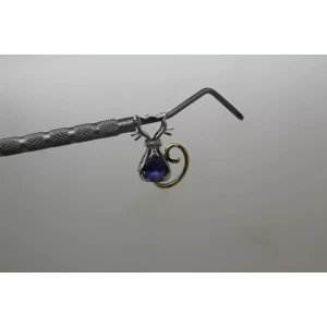 ALWAND VAHAN .925 S.S. 14k DIAMOND & BLUE SAPPHIRE CAT pendant